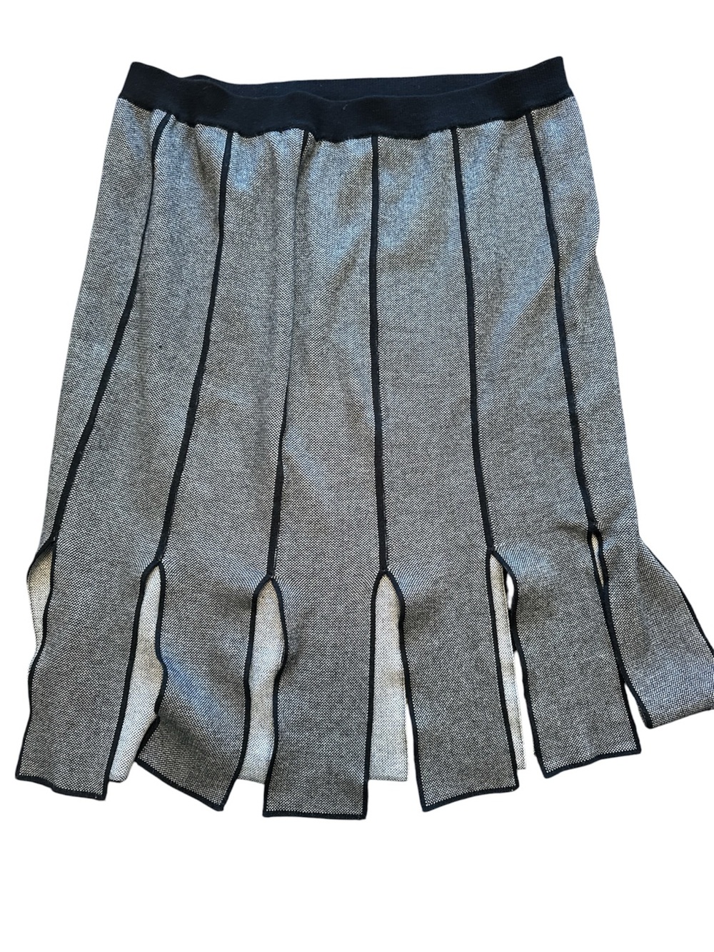 Chelsea & Theodore Gray Midi Skirt with Black Panel Trim petite large